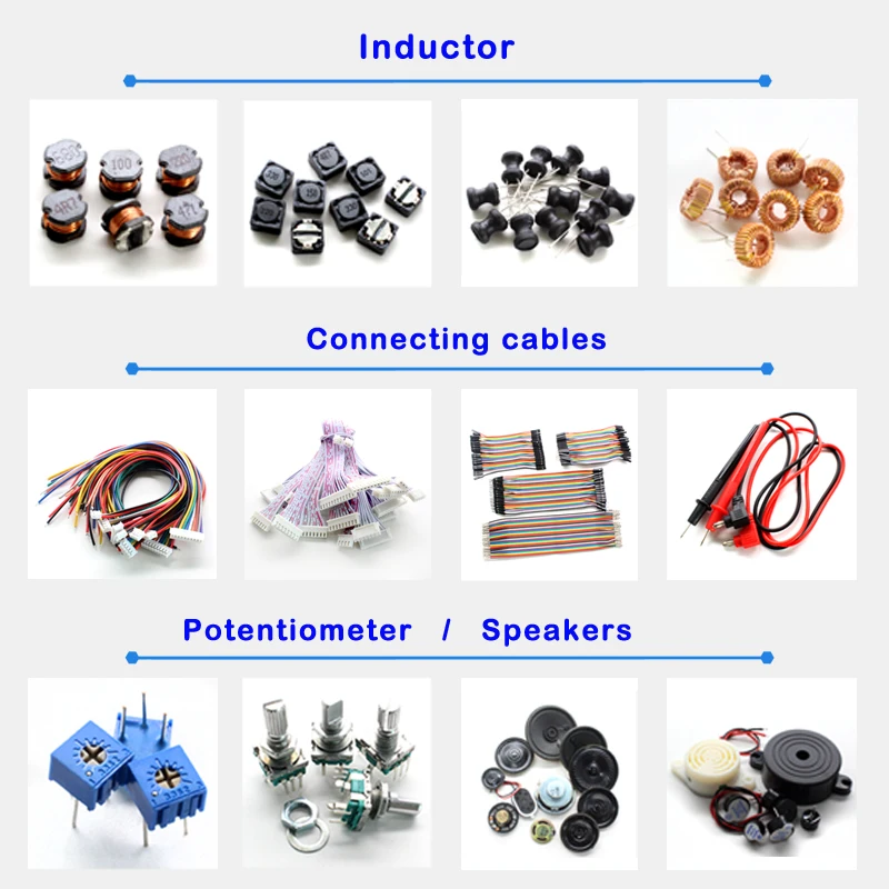 Supply Chip, Integrated circuit, Diode/Transistor, Capacitor, Resistance, Inductor, Crystal oscillator, Connector, Switch, LED
