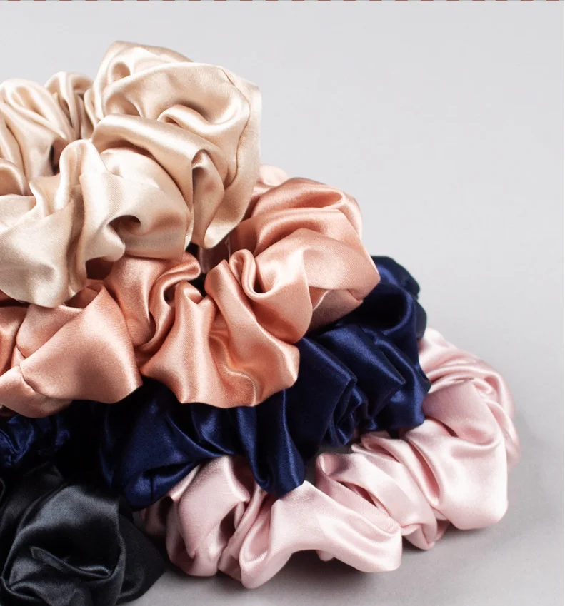 2022 Popular JILI SILK 19MM 100% Mulberry Silk Hair Scrunchies Super Soft And Elastic Hair Ties 2CM Customized Packing