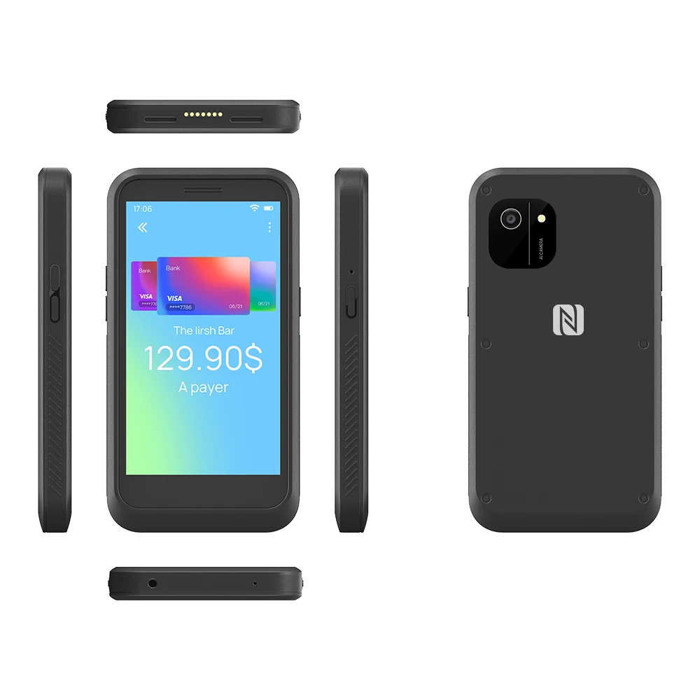 Handheld pos smartphone android 5.5 inch smart screens android nfc 4G LTE mobile phone with charging station ODM nfc pos phone