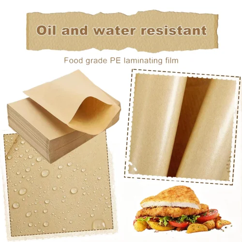 Custom logo wholesales food disposable paper bags brown kraft cookies treat bags flat small paper to go bags for Packaging