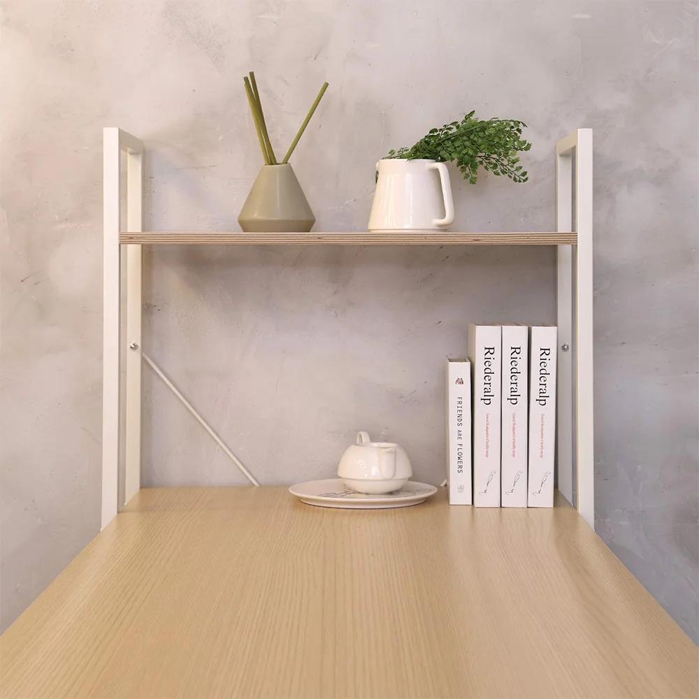 Modern Simple Style Multi-purpose Flat L shape Home Office Standing Table Wooden with Shelves Computer Desks