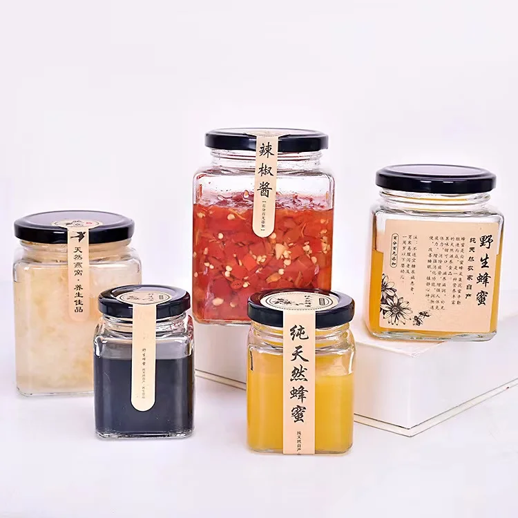 Wholesale Storage Pickles Jar 50-730ml quare Glass Jam Sauce Bottle Glass Honey Jars