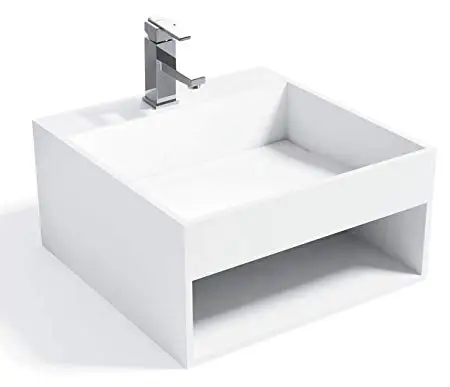 Wall hung basin with Iron brackets/Solid surface resin stone wash basin/artificial stone resin vanity sink