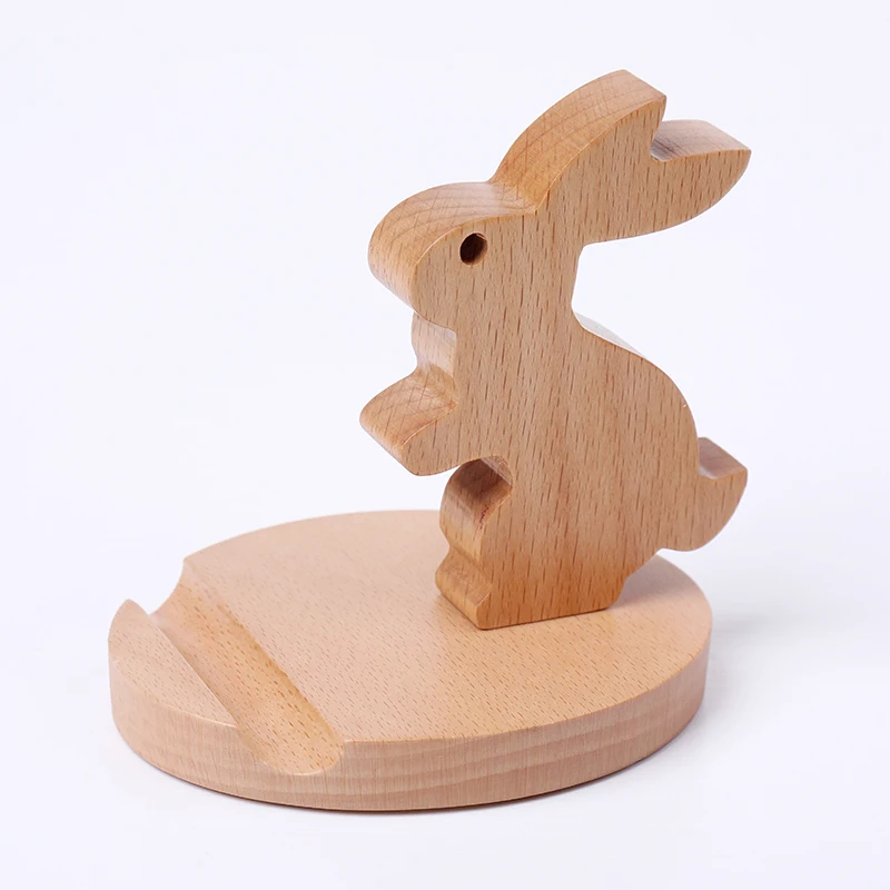 Portable Mobile Phone Holder Stand Wooden Cell Phone Stand for iPhone iPad Tablets and All Phones Polished Beech Technique