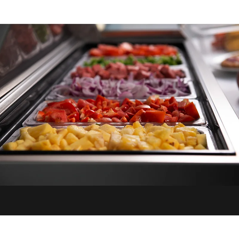 Wholesales Commercial Restaurant Kitchen Stainless steel Double Door Pizza Prep Table refrigerator Chiller