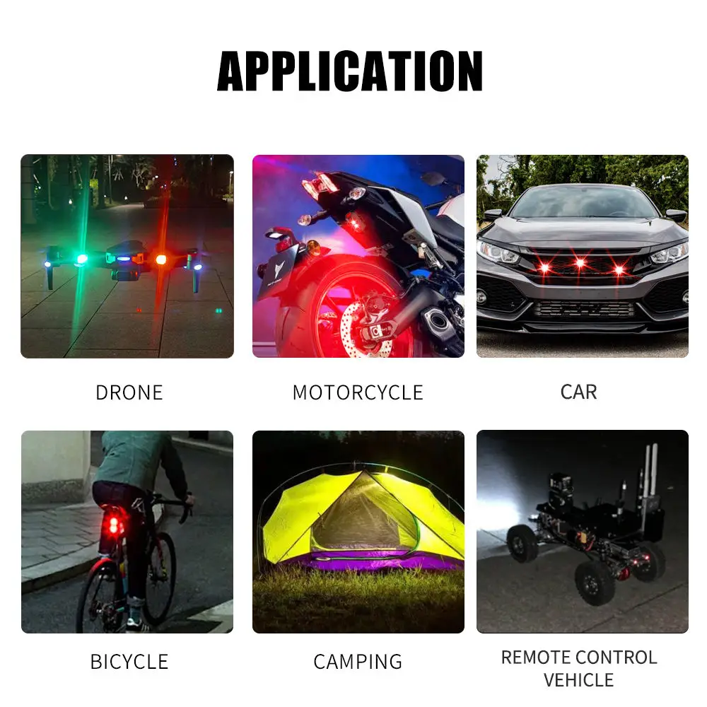 Motorcycle Lights Strobe Light LED Anti-Collision Bike Aircraft Night Flying Mini USB Flashing Warning Signal Light