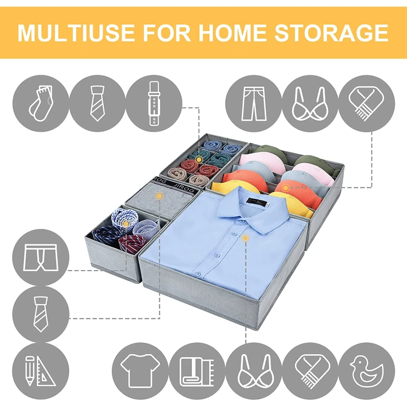 5 Pack Drawer Organizers Closet Organizers and Storage Drawer Divides Foldable Storage Bins Fabric Storage Cubes for Underwear