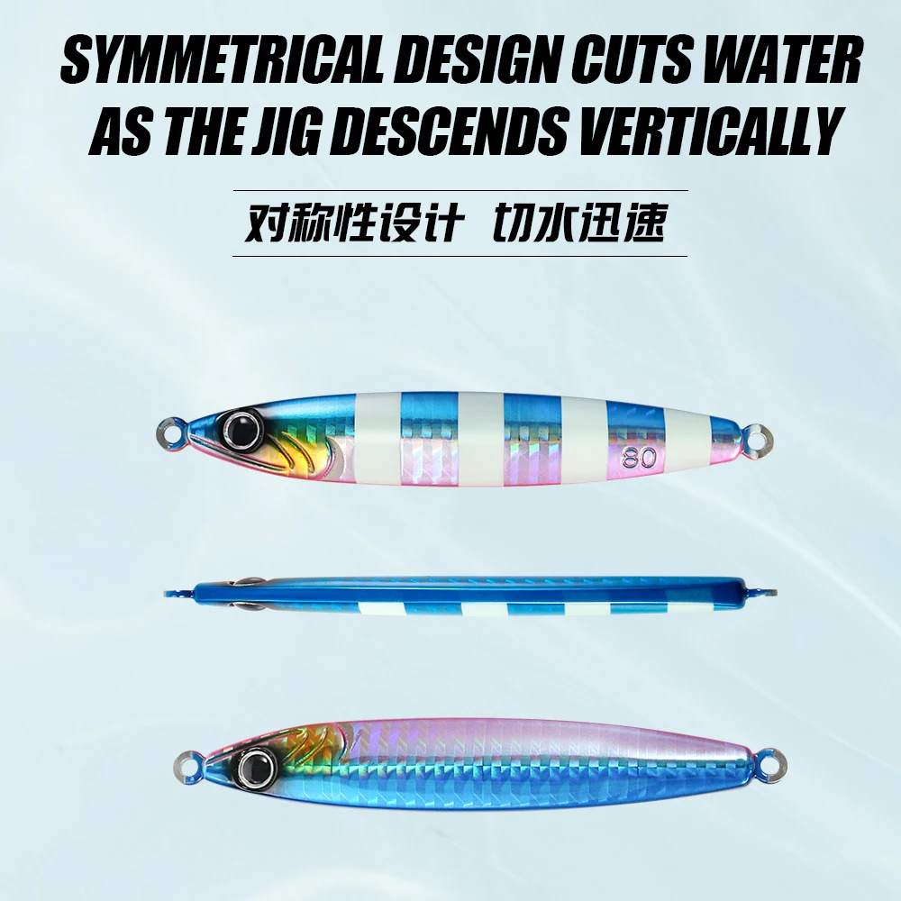 Jigging pro Fishing Jig Lure Pesca 30g 40g 60g 80g Saltwater Luminous Shore Tungsten Jig For Trevally Sinking Fishing Lure