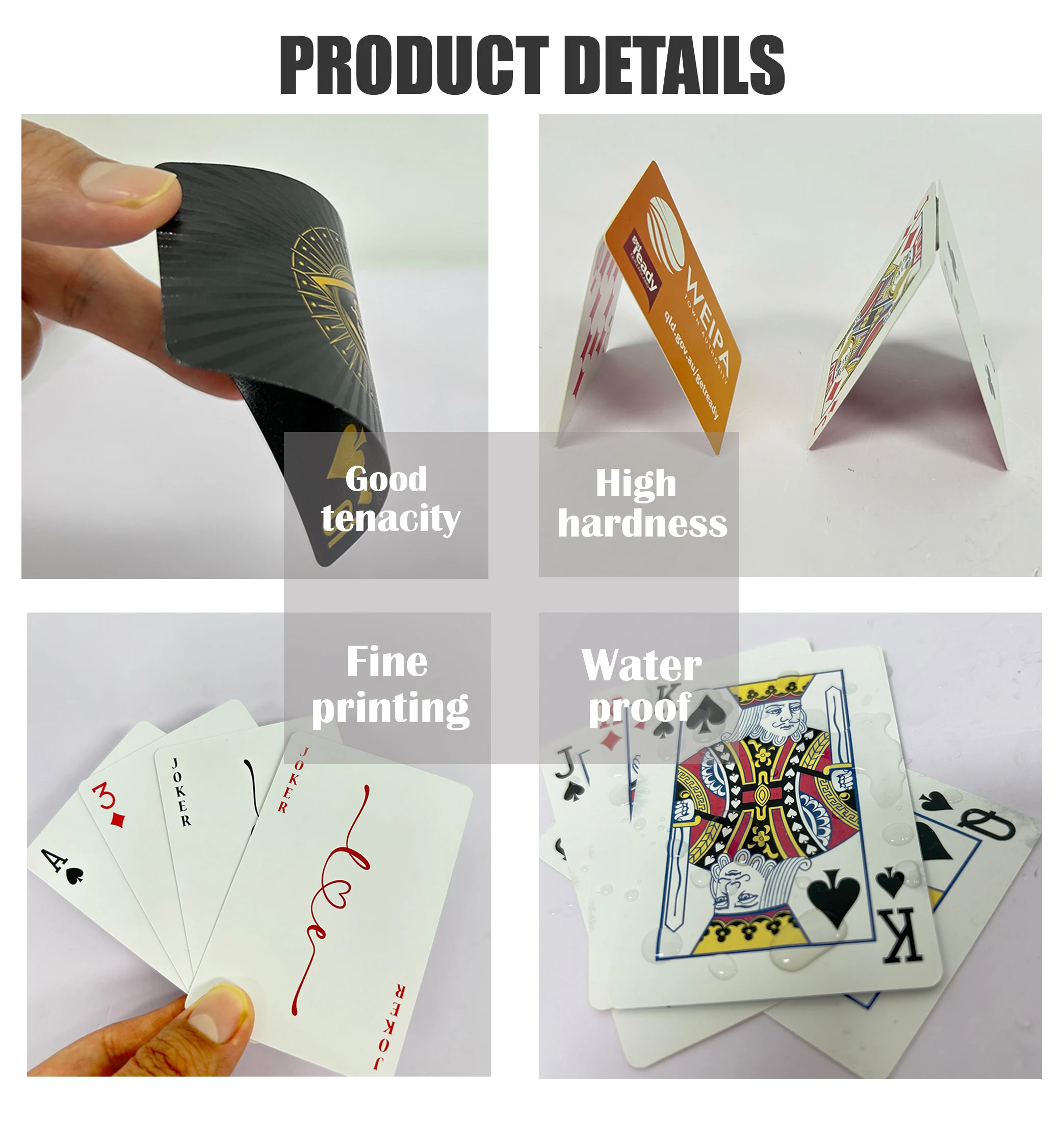 Customized Printing Poker Cards With Box High Quality Plastic Card Smooth Waterproof Black Playing Cards Game