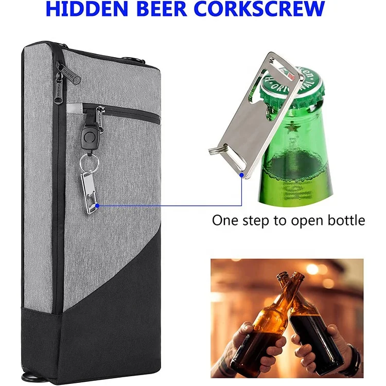 Golf Cooler Bag Insulated 6 Pack Can 2 Bottle Wine Coolers Soft Golf Cooler Bag with Adjustable Shoulder Strap