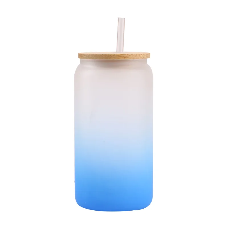 12oz 16oz wholesale Custom Logo Beer Glass with Bamboo Lid and Straws