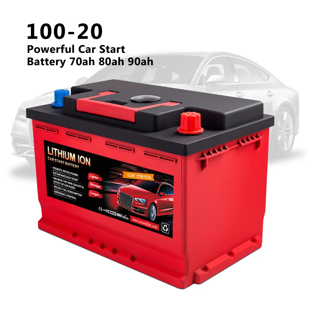 100-20 powerful  Car start battery 70ah 80ah 90ah battery  lithium iron phosphate lifepo4  car battery CCA1600