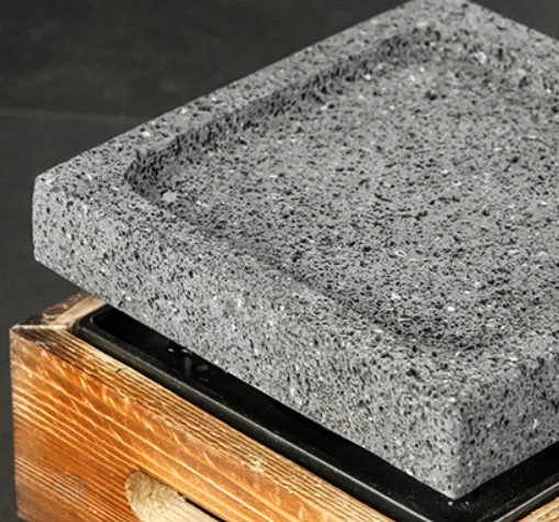 Lava Steak Cooking Stone Grill Square Hot Stone Board with Alcohol Stove