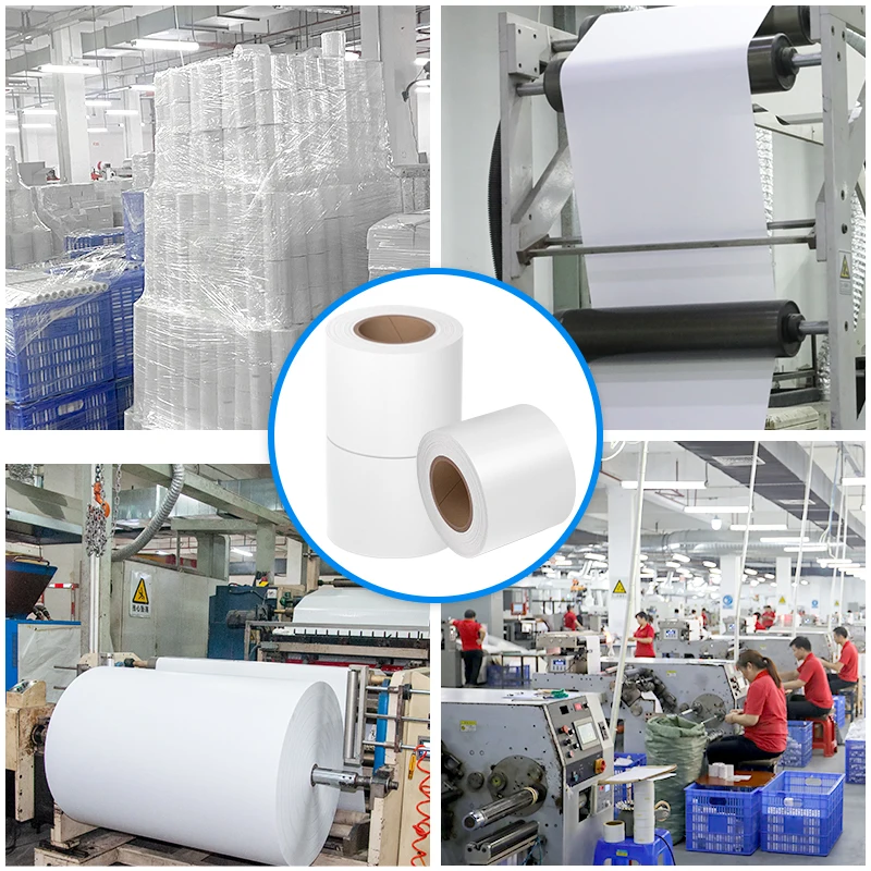 Liner Less Stickers FDA Food Contact Thermal Label  Roll Non Fluorescent agent Self Adhesive paper Roll