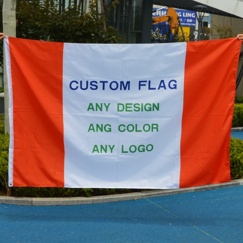 High Quality Stock 150D Polyester Flying Customized Logo Printing 3*5ft Custom Flags