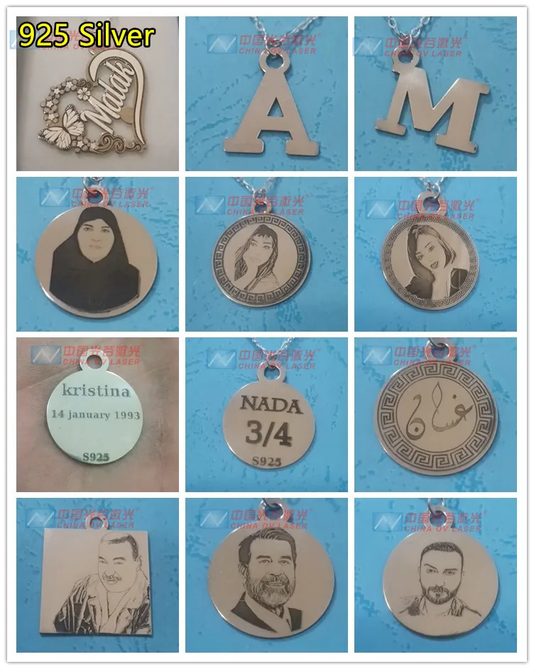 Gold coin jewelry engraver laser machine rotary ring name writing printing machine on silver necklace