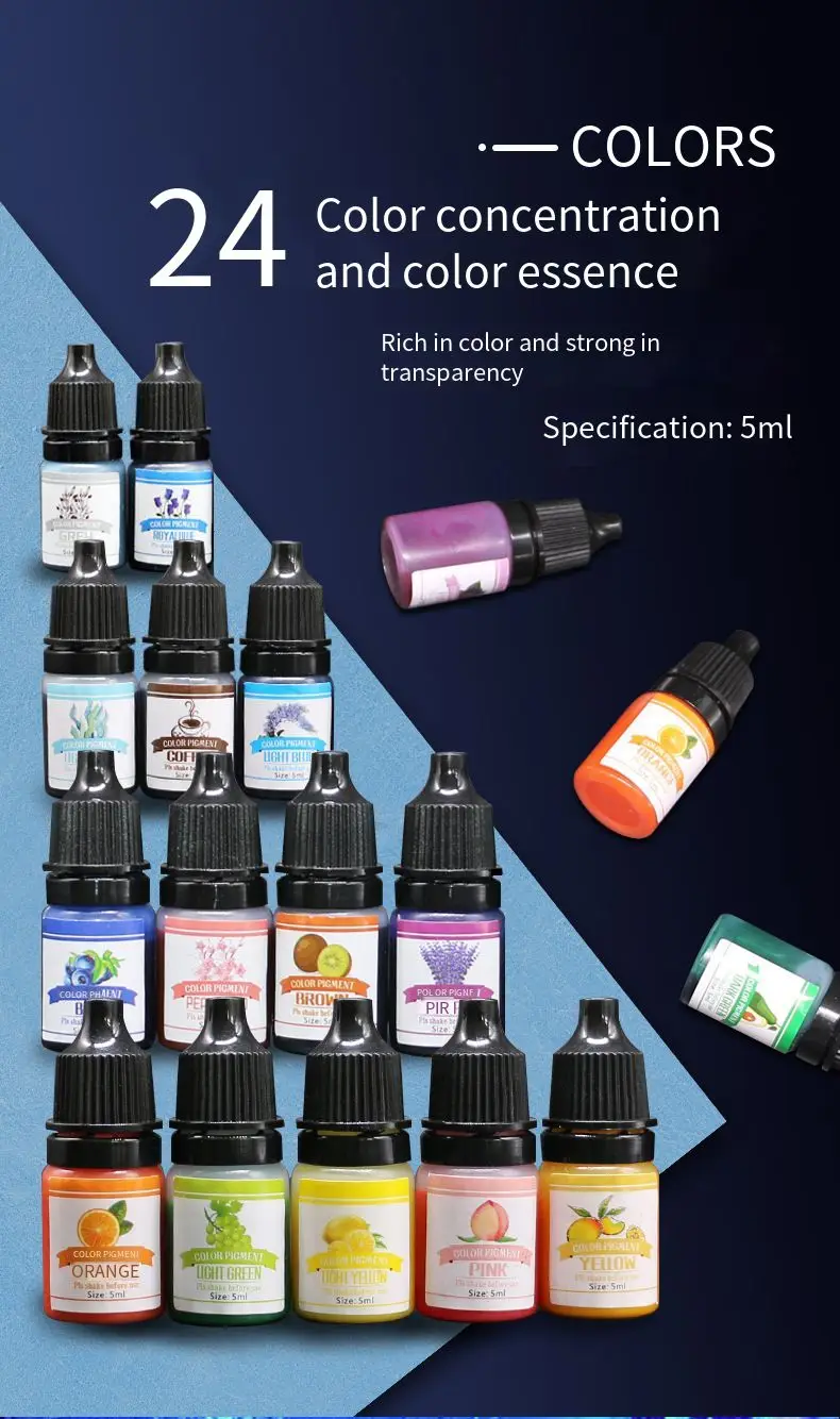Пигмент для эпоксидной УФ смолы, 24 цвета, жидкая масляная, высокая концентрация, цветной гель-эссенция
