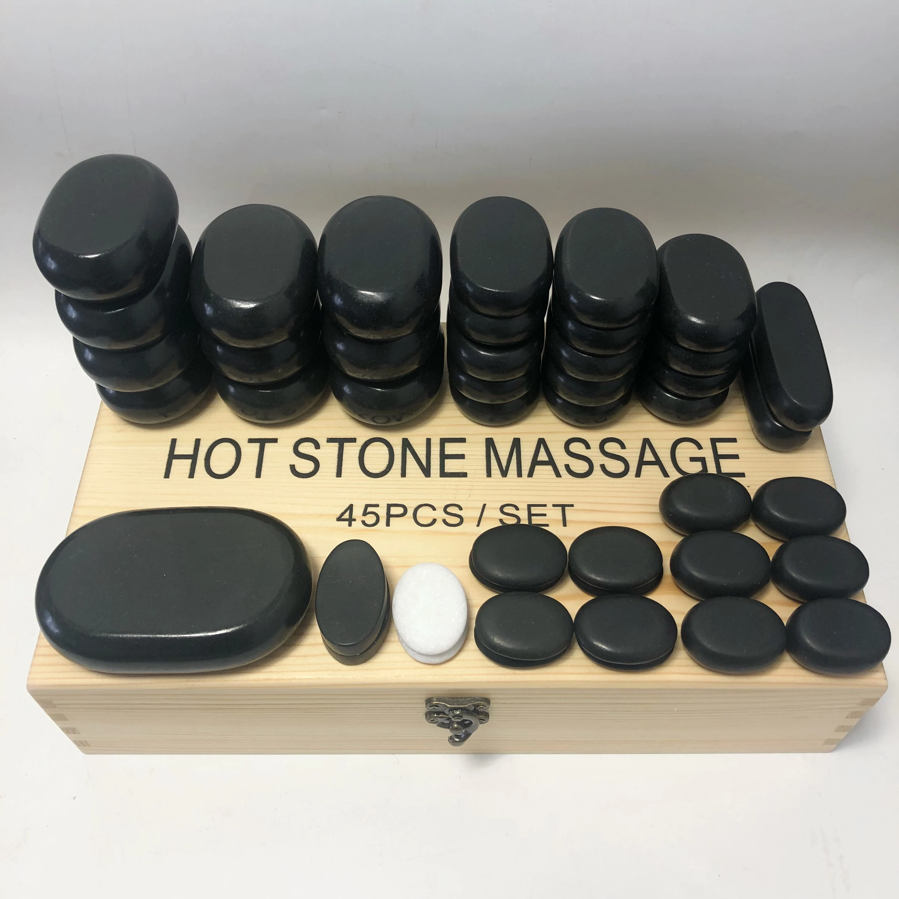 45pcs/set Massage Stone  Massage Spa Rock Basalt Stone Lava Hot Basalt Set Lot Kit Therapy Rock Energy Stone