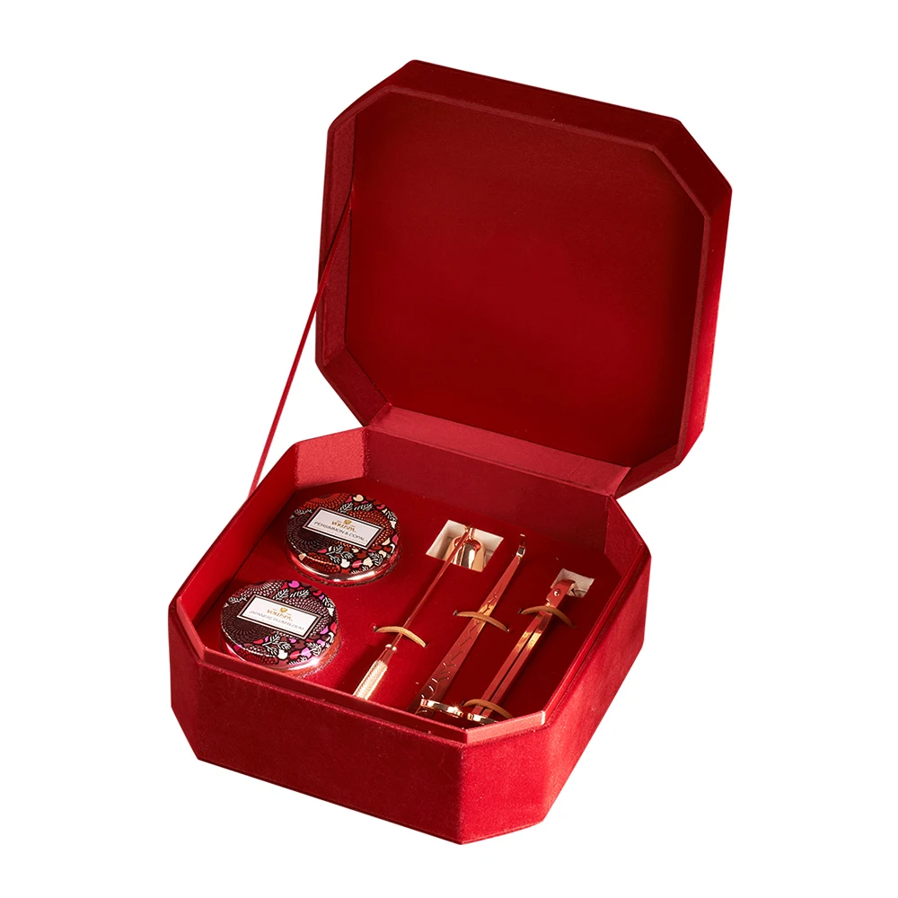 Wedding Ribbon Decoration Private Label Transparent Glass Jar Scented Candle Luxury Gift Box With Lighters And Trimmer Sets