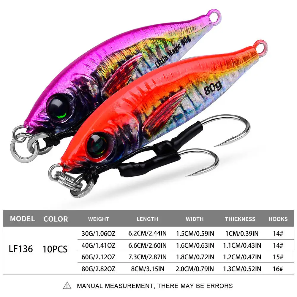 Wholesale 30g 40g 60g 80g Luminous Japanese 3D Printing Saltwater Metal Jig Fishing Lure Fast Sinking Bait with Cheap Price