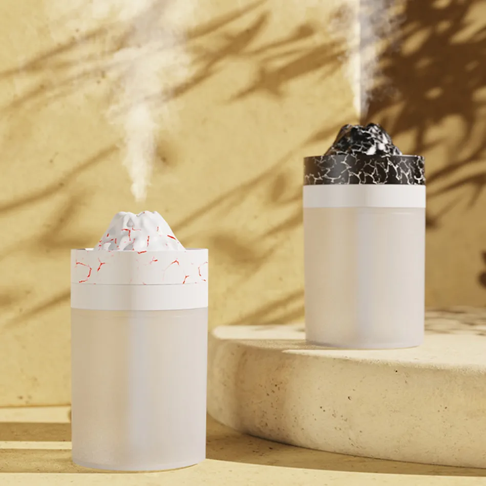2024 Customized Mini Volcano LED Humidifier Children USB Installation Electric Power Household Car Use Environmental Protection