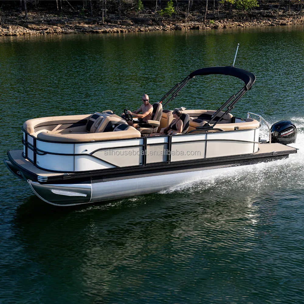 2024 Modern Designed Cheap 15ft Wholesale Mini Aluminium Tritoon Pontoon Boats for Fishing Sports Dining Cruising