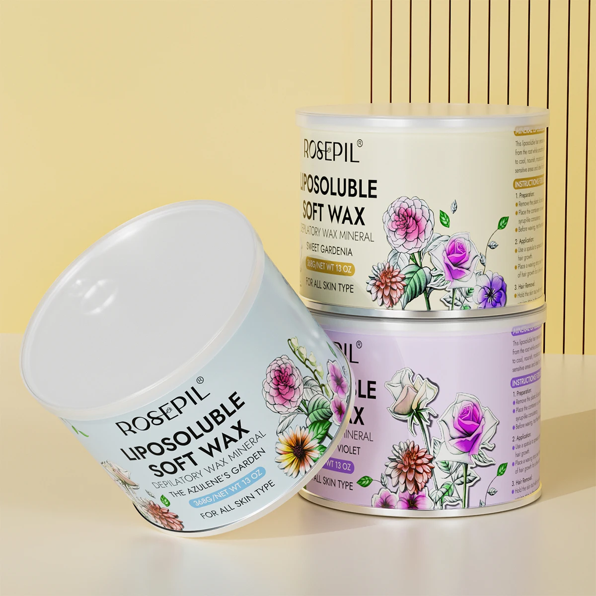 2025 New Launched 368g 400g 800g Yellow Blue Purple Soft Can Wax Painless Hair Removal Wax Wholesale Price Depilatory Wax