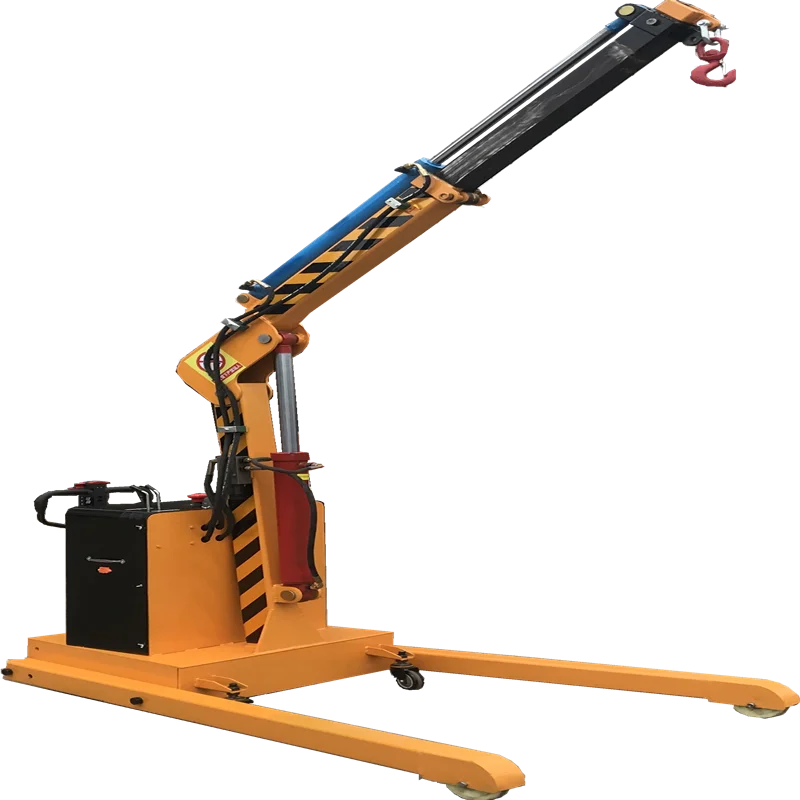 Electric walking battery charging feature mini floor rotating mobile crane lifting 1 ton 2 ton can be customized