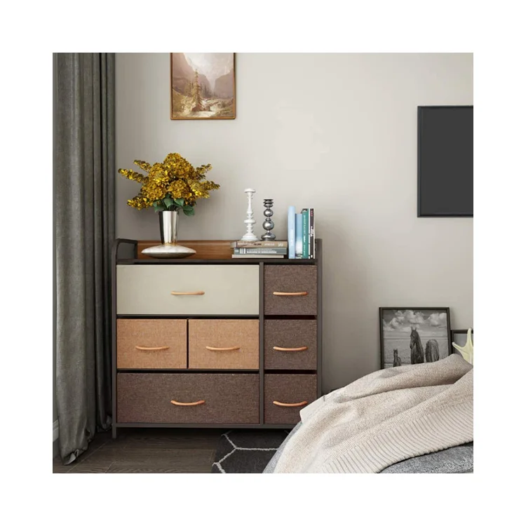 Customized 5L-612 Dresser Drawer Organizer 7 Drawers Fabric Chest Vertical Storage Dresser For Bedroom