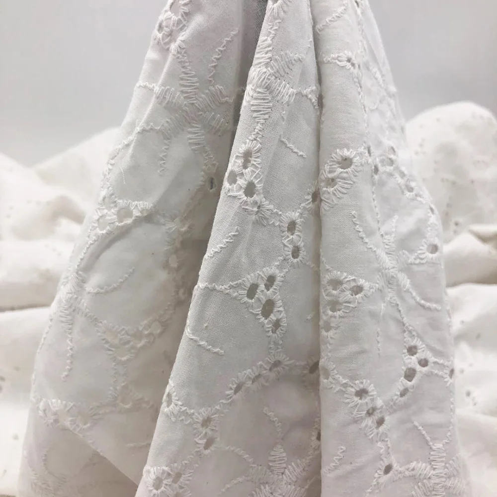 Женское Сетчатое платье из 2021 хлопка, летнее платье с перфорацией и вышивкой, Женская ткань высокого качества, американский рынок, новинка 100%