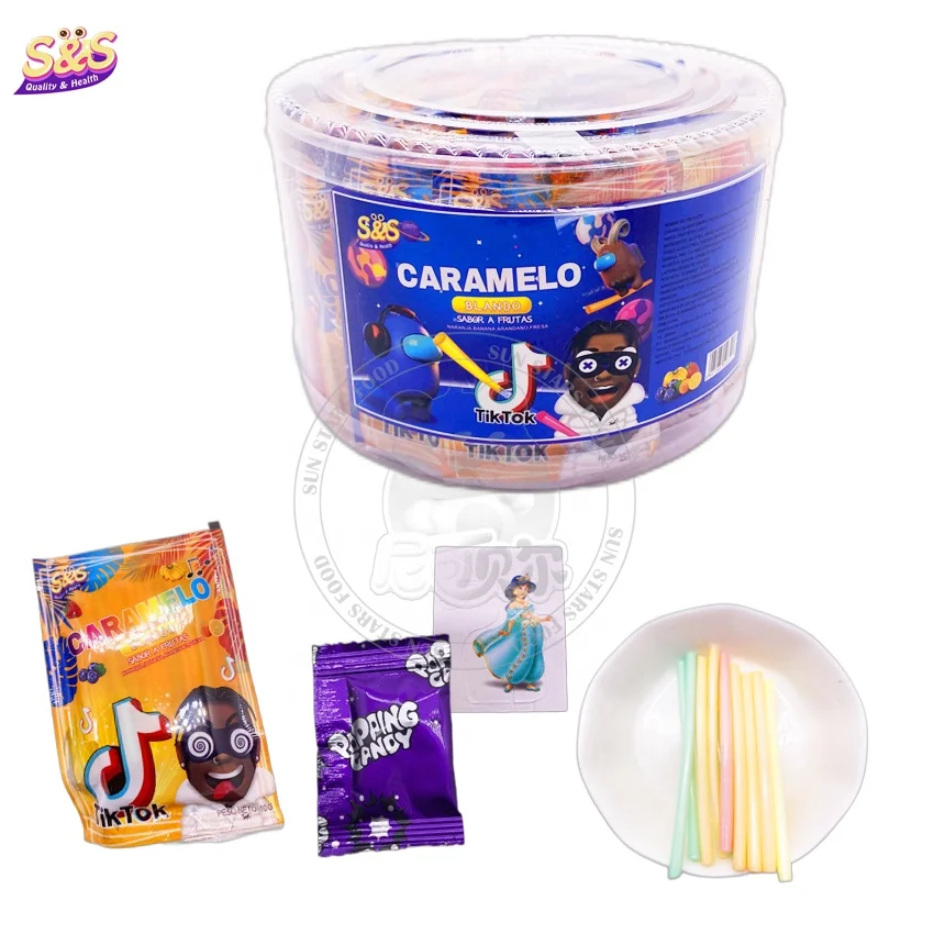 Fruity Cartoon Tattoo Sticker CC Stick Popping Candy Tablet Packaged in Bottle