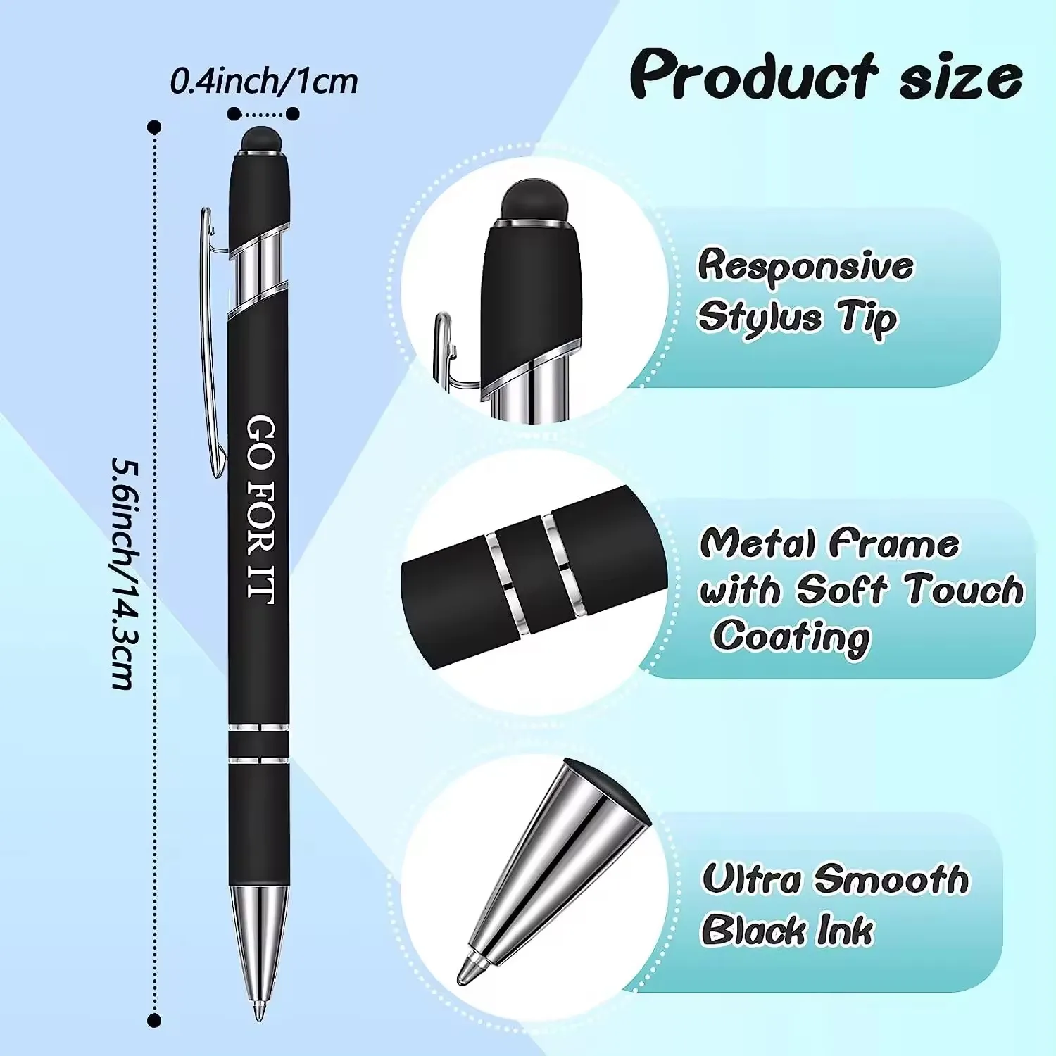 12 pieces Bible Quotes Pen Inspirational Ballpoint Pen with Stylus Tip Motivational Messages Pen Metal