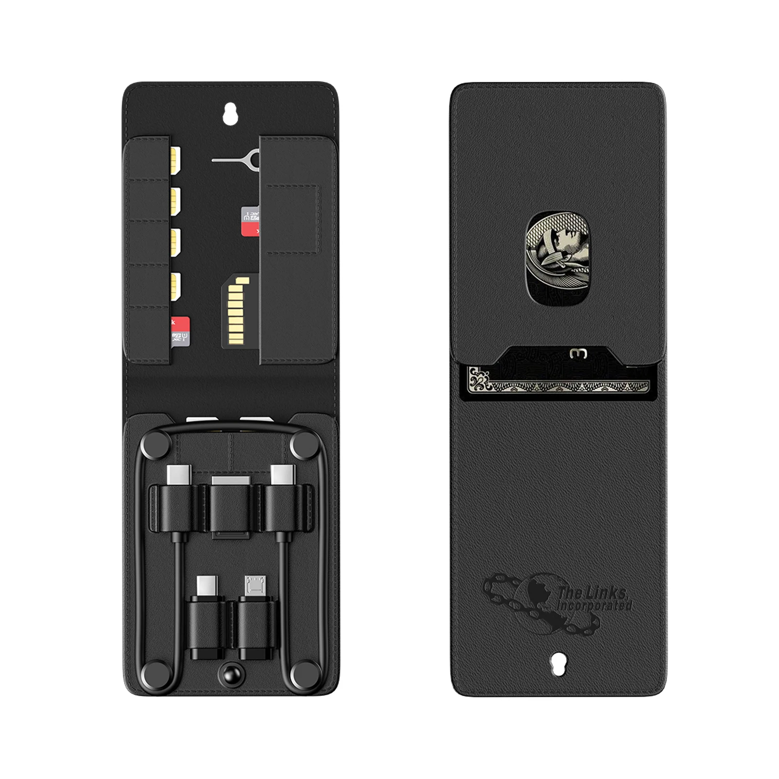 Custom Multi-Function 6 In 1 USB Cable Adapter Kit SIM TF Credit Card Type-C Cable Eject Pin Storage Bag Business Corporate Gift