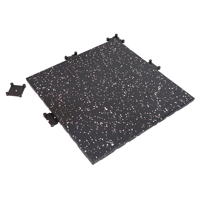 Gym shock absorption Composite rubber flooring tile with plastic Clips in the Bottom
