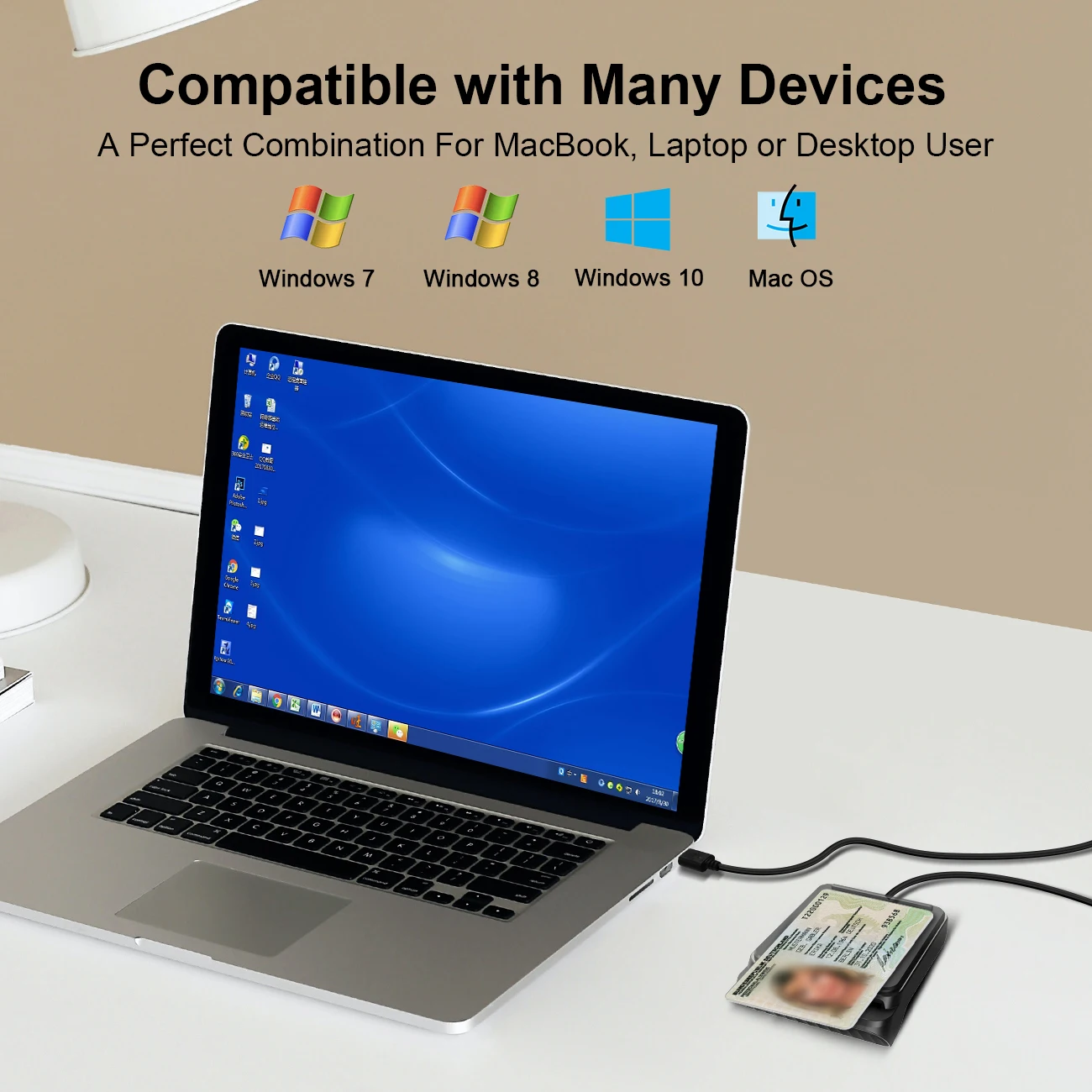 2023 Newest 2-in-1 NFC Contactless and Lettore Contact Smart Card Reader Dual Mode 13.56MHz IC NFC RFID Reader