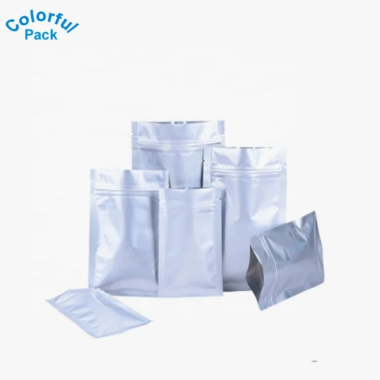 
Custom matt light food packaging zip lock silver mylar aluminum foil Plastic Bags 