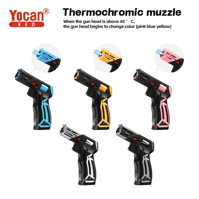 New Classic Rechargeable Torch Lighter Yocan Red Diablo Temperature Color Changing Flame Guard Luxury Butane Torch Lighter