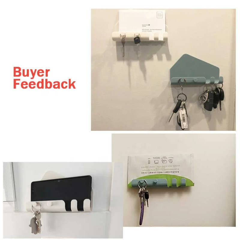 Wall Mounted Phone Ipad Holder Shelf Housekeeper Storage Rack Hanging Keys Hooks Kitchen Bathroom Organizer Shelf Home Decor