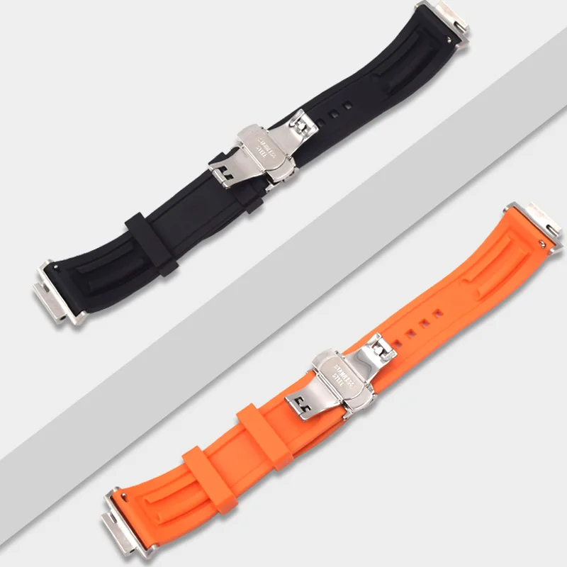 Orange Black silicone replacement strap compatible for smart watch