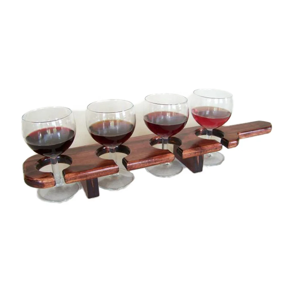wooden wine glass tasting tray