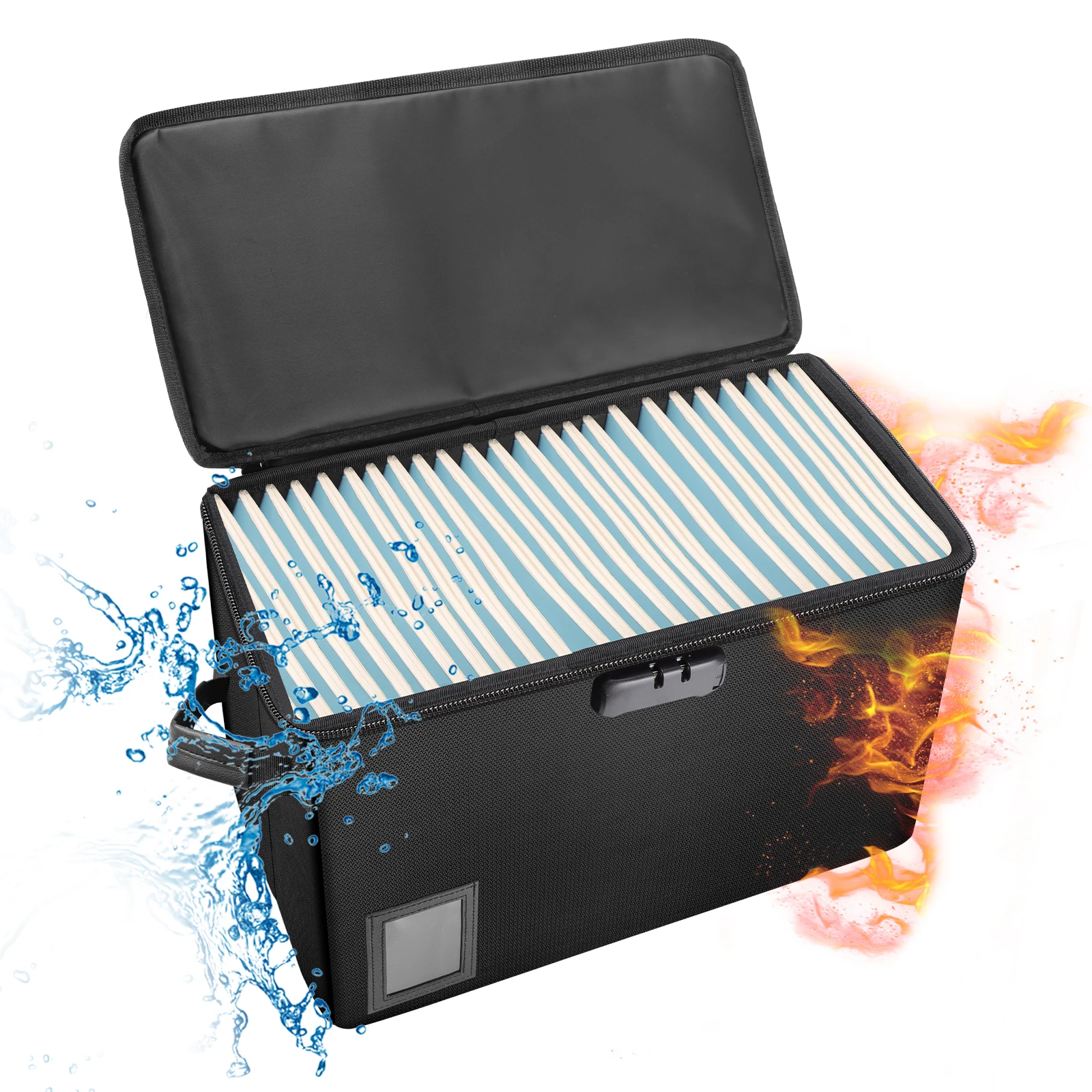 Newest File Box With Lock Fireproof Document Box Silicone Coated Dust Proof Collapsible File Organizer