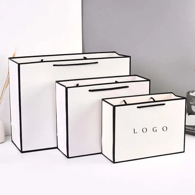 Luxury Custom Gold Hot Stamping Retail Shopping Gift Paperbag Packaging Boutique Bags Matte Black Paper Bag With Your Own Logo