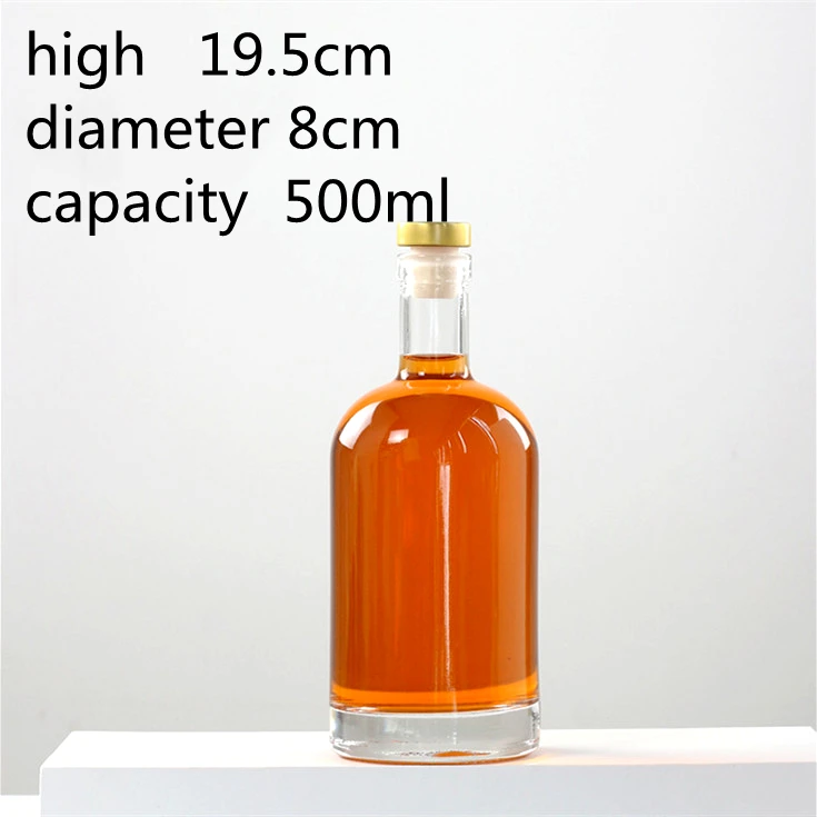 500ML 750 ML Manufacturer Wholesale Vodka Bottles Corked Wine Glass Bottles For Brandy Alcoholic Whisky
