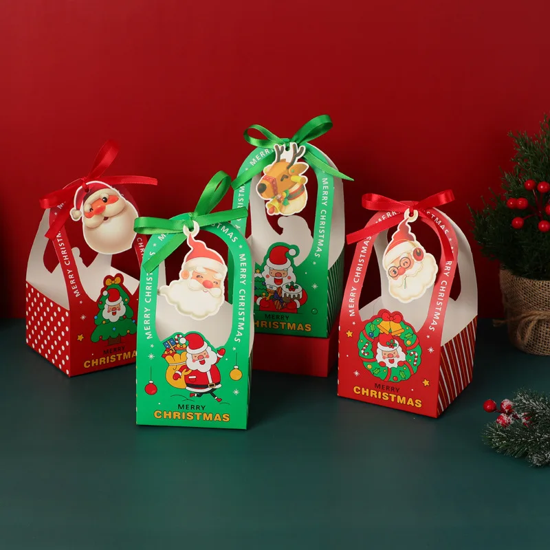 Wholesale In Stock Customization Accepted To Celebrate Christmas Wrap Gifts And Apples Handheld Folding Paper Boxes