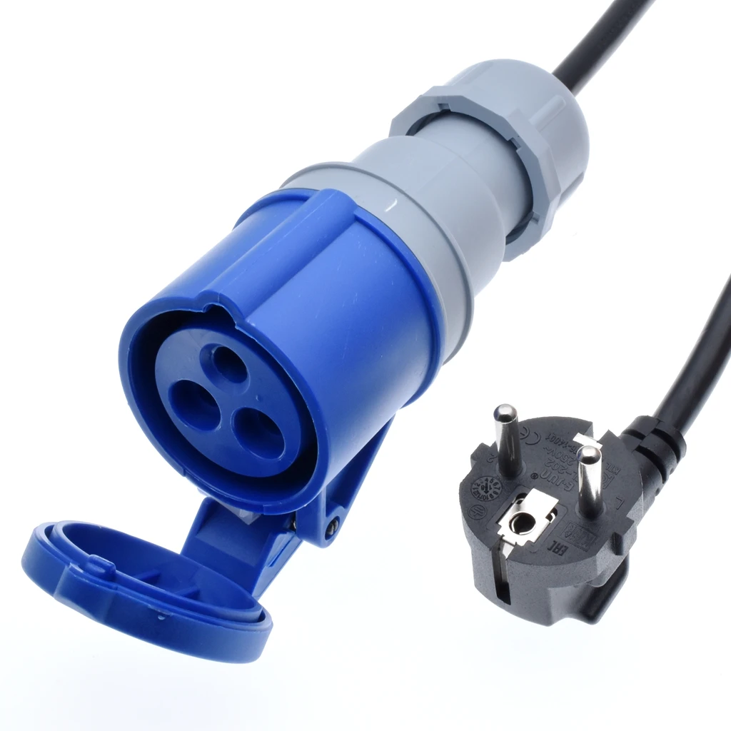 Schuko Plug to IEC309 316C6 Power Cords,16 Amps,IP44, H05VV-F 1.5mm Cable,316P6 inlet to plug into Euro CEE7/7 Outlet Socket