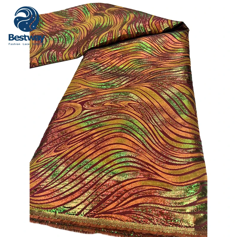 2023 new design colorful brocade jacquard clothing fabric for evening dress making