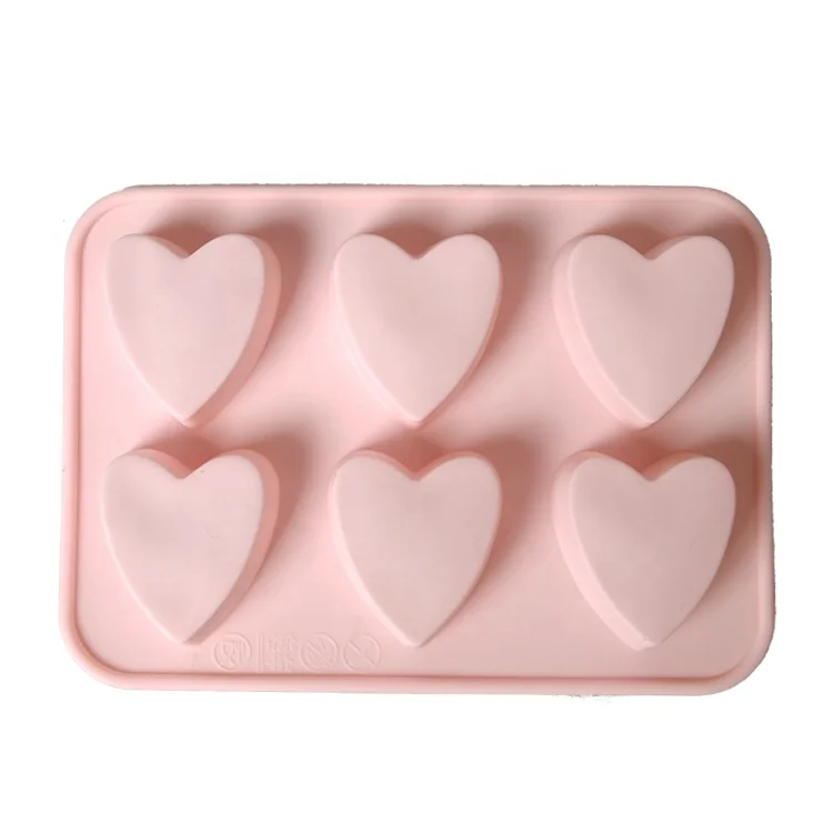 Силиконовая форма в форме сердца, 6 штук