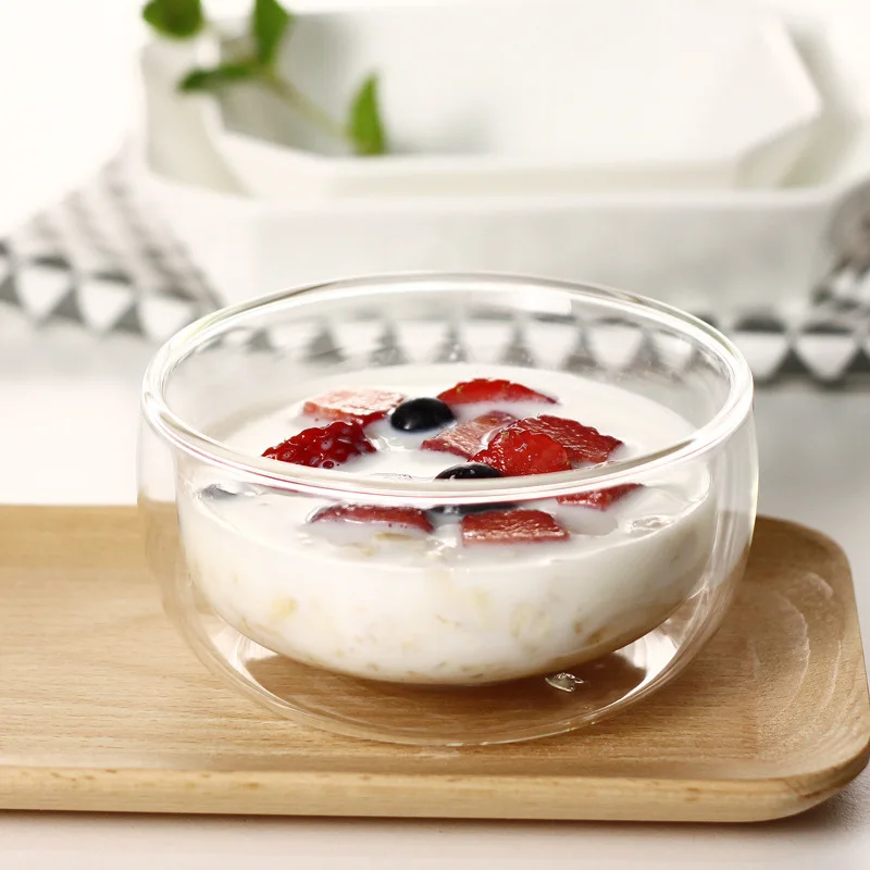 Wholsale double wall Glass Salad/fruit Bowl