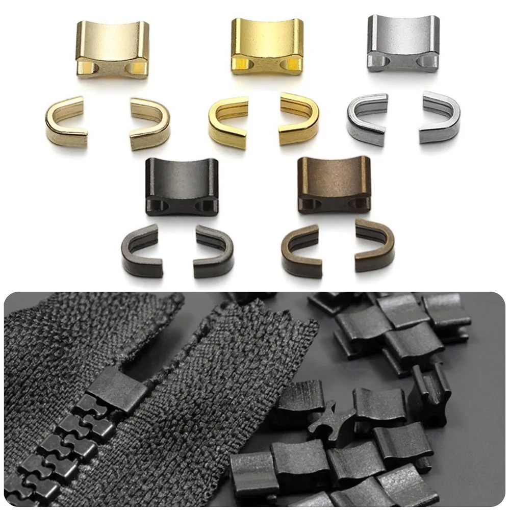 #3 #5 Brass zinc alloy European U H Shape Style Zipper ZIP pin and box Top down Stop Stopper for Garment