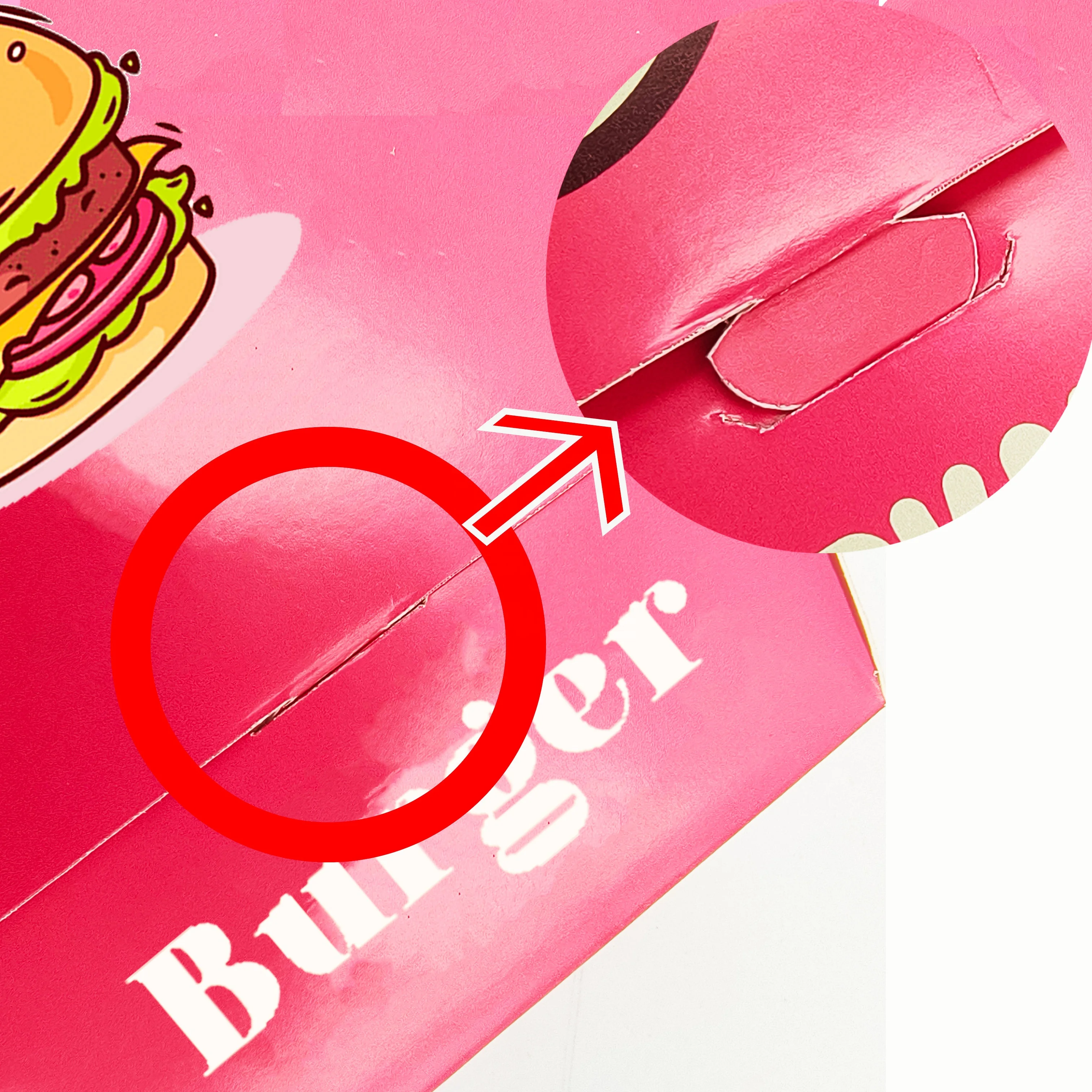 New Style Unique Burger Box Custom Your Own Logo Pink Food Container Hamburger Box